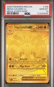 2025 Pokemon Meg En-Mega Evolution Mega Hyper Rare #188 Mega Lucario EX PSA 10 - Bild 1 von 3