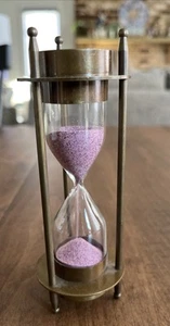 Vintage Sand Timer Compass Hourglass Brass Nautical Maritime Glass Clock Gift - Picture 1 of 5