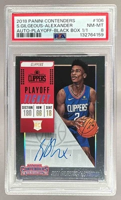 Shai Gilgeous-Alexander 2021 Panini Black 2018 Contenders Playoff Auto 1/1 PSA 8 Foto 1 de 3
