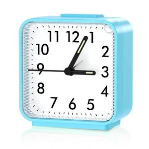 Non Ticking Analog Small Clock w/ Snooze and Light Battery Operated Alarm Clock - Picture 1 of 8