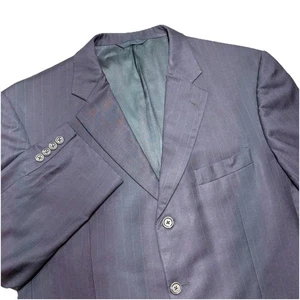 Burberry London Kensington Blazer 44R Navy Blau Nadelstreifen Wolle Kaschmir USA Made - Bild 1 von 9
