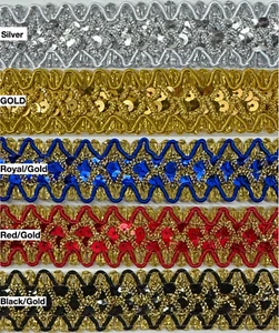 1" Braided Sequin Trimming - 6 Continuous Yards! MADE IN USA! - Picture 1 of 9