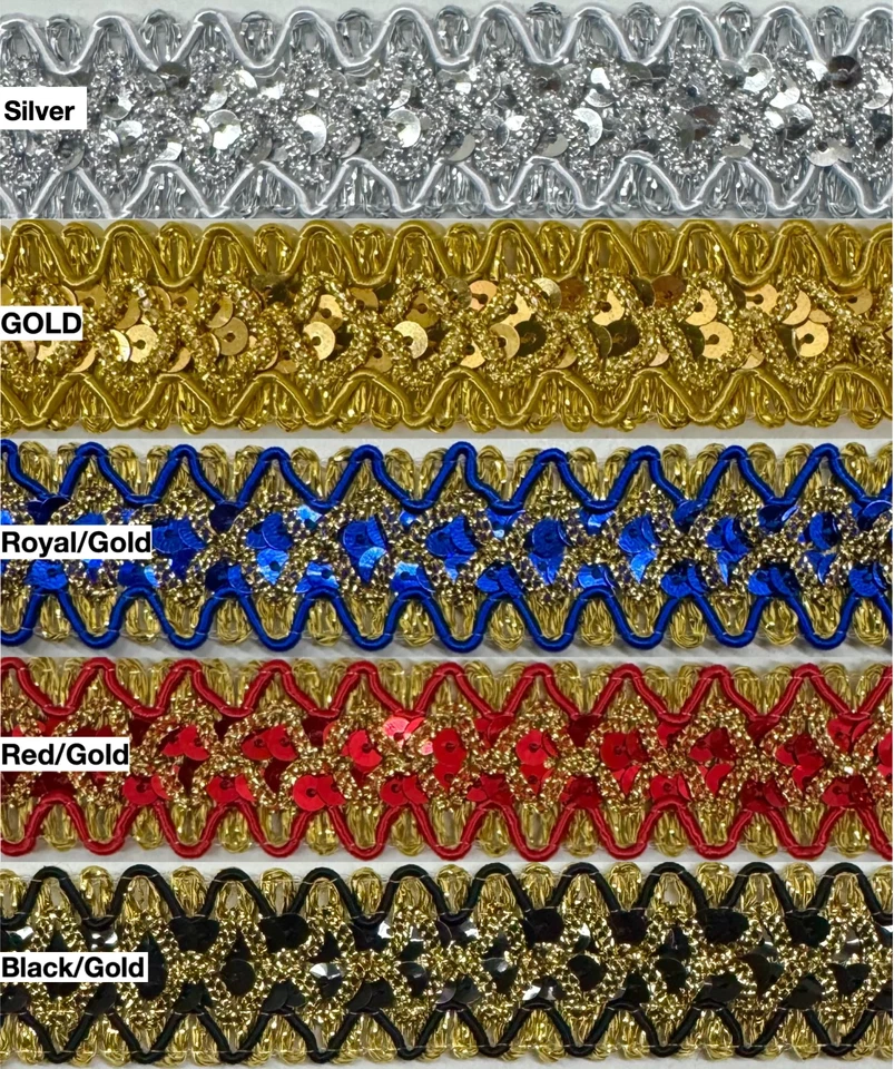 Recorte de lentejuelas trenzadas de 1" - ¡6 yardas continuas! ¡HECHO EN USA! Foto 1 de 1