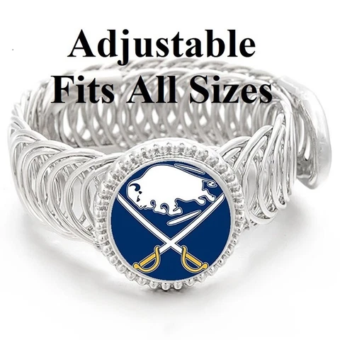 Buffalo Sabres Mens Women's Silver Link Adjustable Hockey Bracelet Gift D11 Cover