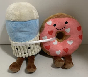Frankford Donut Let Me Go Milk Cup Better Together Hearts Plush Doll Stuffed 9” - Picture 1 of 4