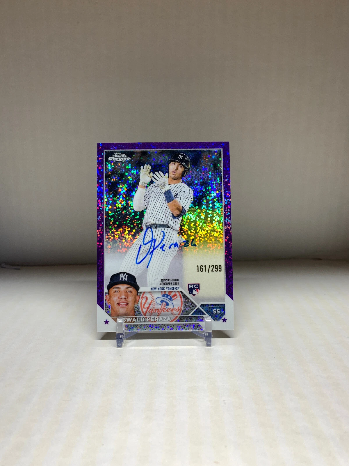 2023 Topps Chrome Update Oswald Peraza Purple Speckle Auto /299 #RAOP Yankees