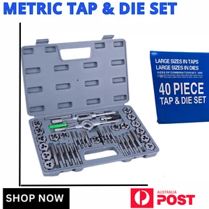 40Pc Tap And Die Set Metric Imperial Screw Screwdriver Thread Drill Pitch Gauge - Picture 1 of 8