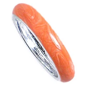 *ORANGE MELON*__ PEARLIZED ENAMEL BAND RING_SZ-4_925 STERLING SILVER_NF - Picture 1 of 8