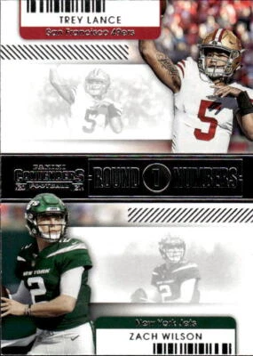 2021 Panini Contenders Trey Lance / Zach Wilson #RN-TLA Round Numbers 1K - Image 1 of 2