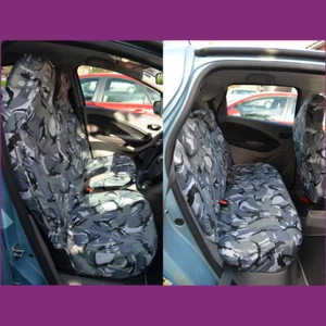 Renault Zoe 2012+ par delantero impermeable a medida y fundas de asiento gris trasero camuflado - Imagen 1 de 3