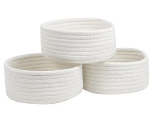 Small Baskets for Organizing Set of 3 Storage Cotton Rope Woven Cute Mini Tiny - Picture 1 of 6