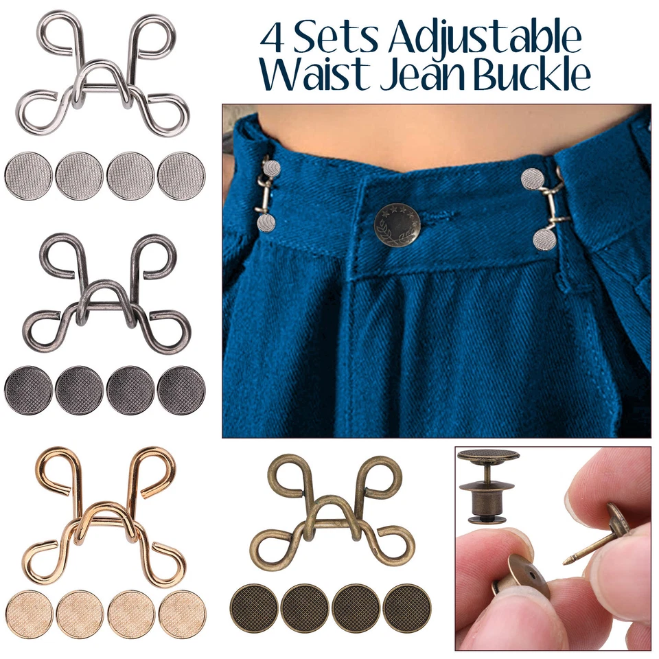 ARTANDCRAFTSLONDON Adjustable Waist Buckle Extender Set Jeans Button Pins No Sewing Clothing Skirts