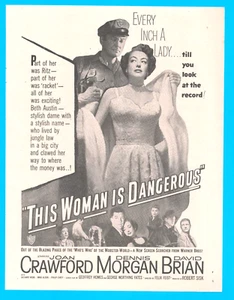 1952 JOAN CRAWFORD movie star PRINT AD celebrity Mobster Warner Bros. gangster - Picture 1 of 3