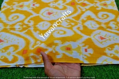 5 yard Indian Cotton Hand Block Sanganeri Printed Handmade Fabric Voile Natural - Image 1 of 3