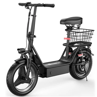 Scooter Eléctrico con Asiento para Adultos 1000W Motor E Scooter con Caja Trasera Neumático 14" Foto 1 de 4
