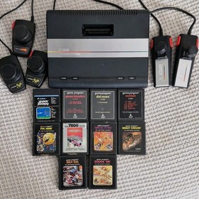 Atari 7800 Black Console Bundle w/ Controllers, Power Adapter, RF, 10 Games