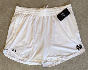 Under Armour Notre Dame Fighting Irish Womens Workout Athletic White Shorts L - Picture 1 of 6