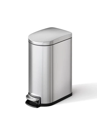 2.6 gal / 10 L Stainless Steel Bathroom Trash Can & Lid, Slim Waterproof Garbage - Image 1 of 4