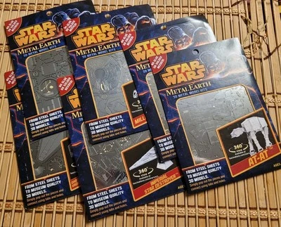 Star Wars Metal Earth 3D Model Kit Lot x6 Falcon X-Wing R2-D2 AT-AT Tie Imperial - Image 1 of 4