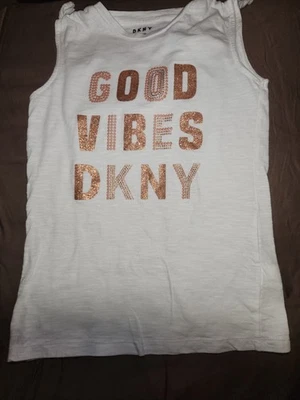 Girls 'DKNY' good vibes white and rose gold sleeveless top size M 8/10 - Image 1 of 2