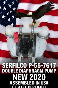SERFILCO P-55-7617 ,DOUBLE DIAPHRAGM PUMP, TEFLON (PTFE) , TESTED! MAKE OFFER! - Picture 1 of 1