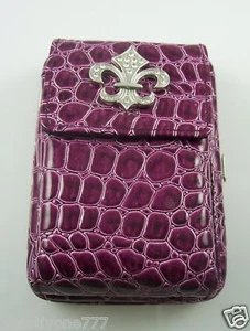 Cartera Purple Fleur di lys lis tarjetas de crédito identificación embrague teléfono cadena correa - Imagen 1 de 5