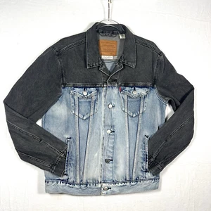 Chaqueta de Camionero Levi's Para Hombres L Color Block Dos Tonos 2 Colores Negro y Azul Denim - Imagen 1 de 9