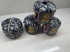 Lot 4 Trellis Lion Brand Shimmering Lacy Ribbon Yarn Black Gray - Nightlife - Picture 1 of 4