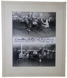 Vtg Harness Horse Racing 1959 Matted B&W Photo Lady Mert &Joe Marsh Jr. - Picture 1 of 9