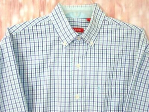 Izod Shirt Mens Mint Green Blue Check Plaid Cotton Button Down Medium M - Bild 1 von 11
