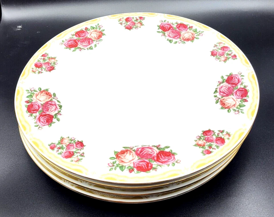 Plato de Cena Farberware Sydney Roses 4092 11" Borde Dorado Juego de 5 ¡Hermoso! Foto 1 de 4