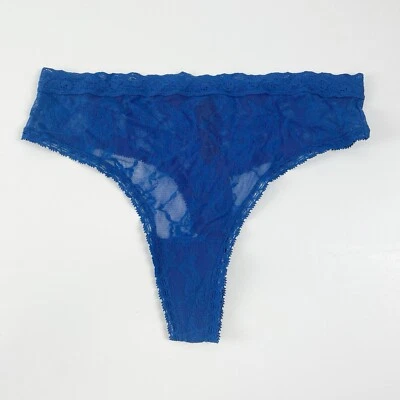 Natori Lace Thong Panty Underwear Blue One Size NWOT NEW - Image 1 of 4
