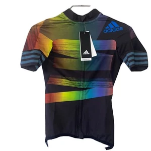 New Adidas Womens Adistar Pride Cycling Jersey Size XSmall LGBTQ Multi FJ6570 - Picture 1 of 6