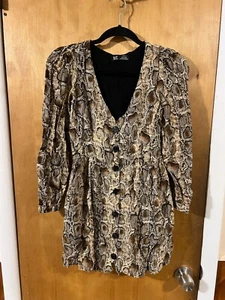 Mini Vestido Zara Colección TRF Estampado Piel de Serpiente Cuello en V Manga Larga Forrado - XS - Imagen 1 de 6