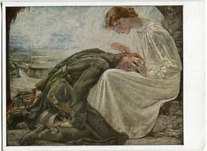 AK MÜNCHEN, Haus der Deutschen Kunst, Hans A. Bühler "Heimkehr" Soldat 30er - Picture 1 of 1
