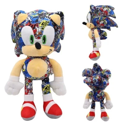 Peluche Sonic Stylé 30cm Doudou Graffiti Jeux Video Sonic Hérisson idée cadeau