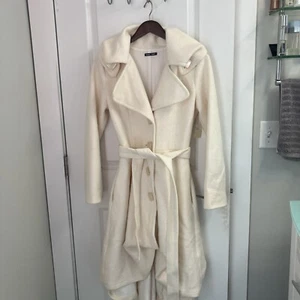 Samuel Dong Trench Coat White Bubble Square Pearl Buttons NWOT - Picture 1 of 14