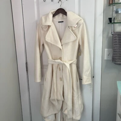 Samuel Dong Trench Coat White Bubble Square Pearl Buttons NWOT - Image 1 of 4