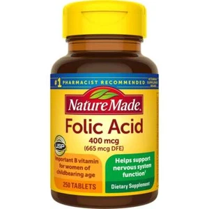 Nature Made Folic Acid 400 mcg (665 mcg Dfe) 250 Tabs - Picture 1 of 2