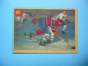 1954/55 PARKHURST NHL HOCKEY CARD #89 FLOYD CURRY JIM MORRISON IA GD/VG PARKIE