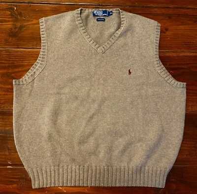 Vtg Polo Ralph Lauren 100% Cotton Moss Green Sweater Vest XL Hong Kong - Image 1 of 3
