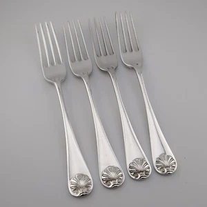Stieff Williamsburg Shell Sterling Silver Dinner Forks - 7 5/8" - Set of 4 - Picture 1 of 3