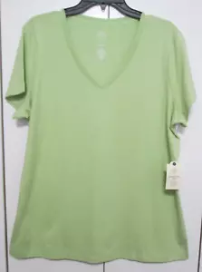 St. John's Bay Misses Size XXL (20) Soft Cotton V-Neck T-Shirt - Frozen Lime - Picture 1 of 4