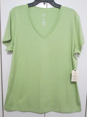 St. John's Bay Misses Size XXL (20) Soft Cotton V-Neck T-Shirt - Frozen Lime - Image 1 of 4