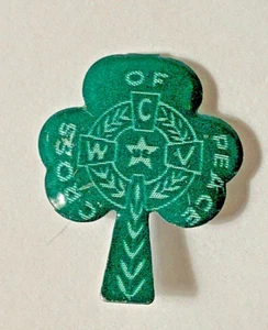 De colección "Cruz de la Paz" Botón Pestaña Verde Pinback VETERANOS DE GUERRA CATÓLICA de los EE. UU. - Imagen 1 de 4