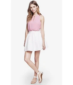 Falda Express Mujer Talla 6 Blanca Cintura Alta Completa Corta Mini Bolsillos - Imagen 1 de 12