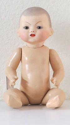 Bambino Asiatique "D" 26 cm   Poupée ancienne reproduction Antique Doll - Photo 1/2