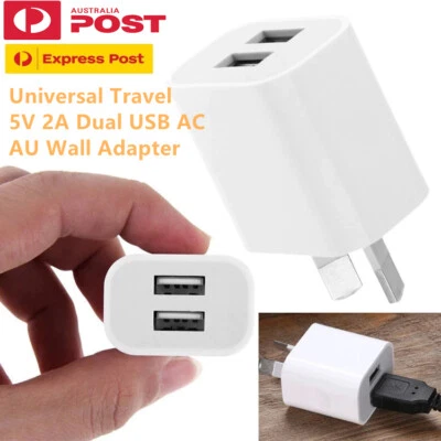 5V 2A Dual USB AC Wall Adapter Charger Adapter AU Plug Phone Universal Travel  - image 1 of 4