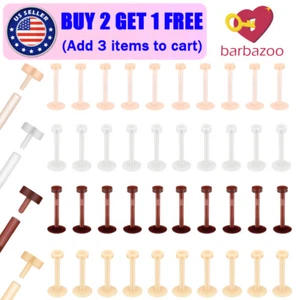 40PCS Flat Top Lip Rings Silicone Labret Monroe Stud Tragus Helix Earrings 16g - Picture 1 of 11
