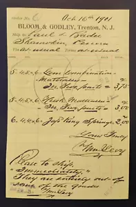 1901 Bloom & Godley Billhead fattura Trenton, New Jersey - Foto 1 di 1